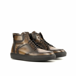 Side view of model Hand Made Patina High Top Multi Custom Sneaker - Model 4955, Chris Z Shoes